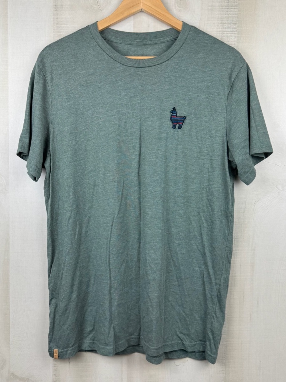 Tentree Peru Men’s Short Sleeve Embroidered Llama Agave Green T-Shirt Sz Medium